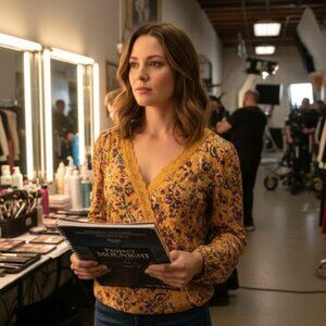 NWT RAP TOP WITH LOW V NECK LOOSE LONG SLEEVES  PERFECT COLOR FOR 3 SEASONS (S)